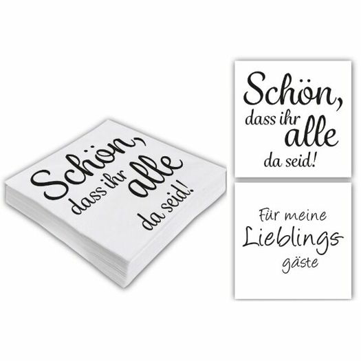 Servietten SPRÜCHE aus Papier und sind mit einem kalligrafischen Spruch